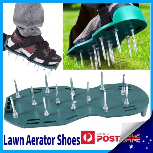 Lawn Care Aerator Spike Shoes Garden Grass Sod Sandals Spiked Tools w/ 3 Strap