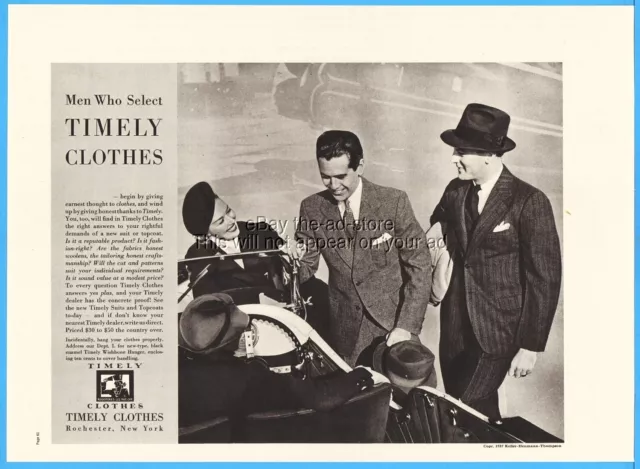 1937 Timely Clothes Keller Heumann Thompson Rochester NY Men's Clothing Suit Ad