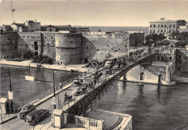 Cartolina - Postcard - Taranto - Ponte girevole - auto d'epoca - 1955