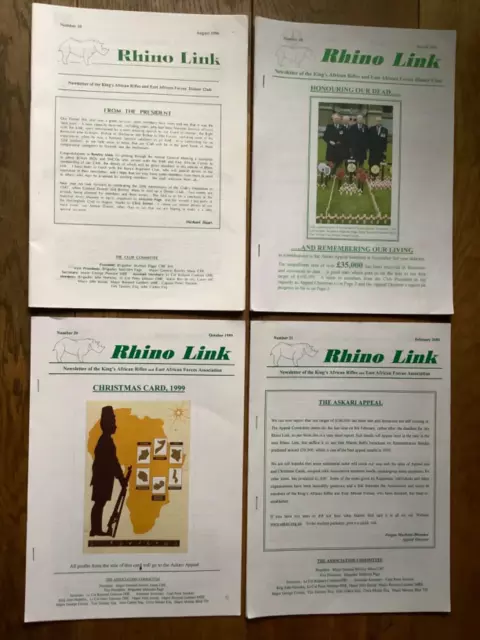 4 x RHINO LINK King’s African Rifles & EAFA Military Newsletter Journals