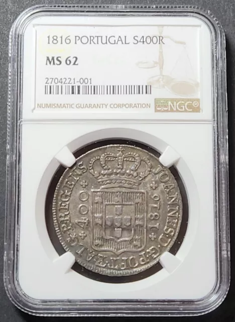 Portugal 400 Reis 1816, NGC MS62