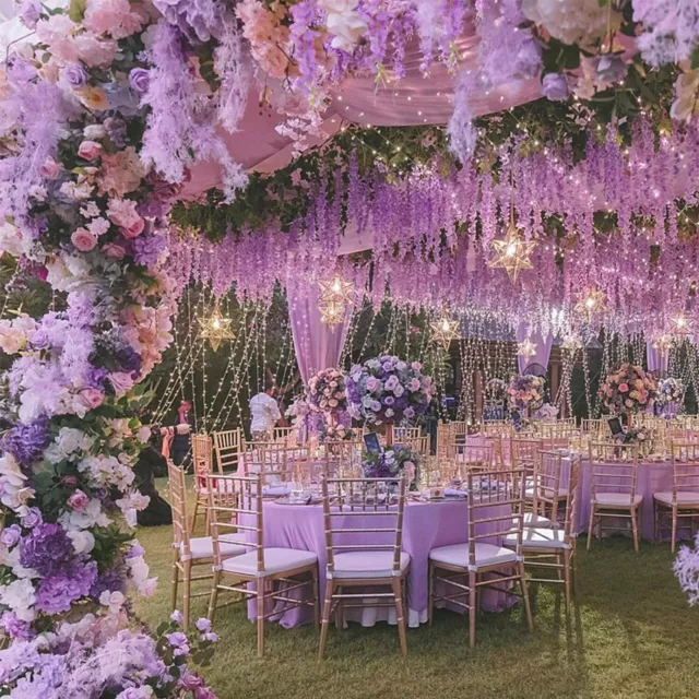 10x Artificial Fake Hanging Wisteria Flowers Vine Plant Wedding Home Party Decor