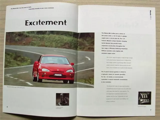 MAZDA MX-3 Car UK Market Sales Brochure 1998 #MCAG836 2/98 3