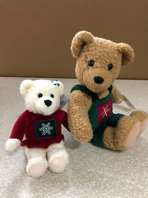 Hallmark Kiss Kiss Mistletoe Christmas Bears Couple Snowflake 1990s Vintage