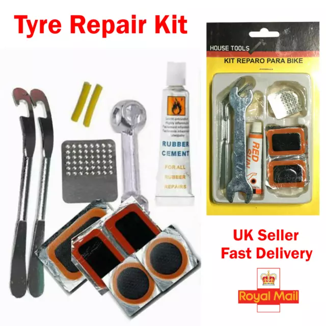 Puncture Patches Bicycle Bike  Rubber Tire Tyre Tube Repair Patch Kit Glue Uk