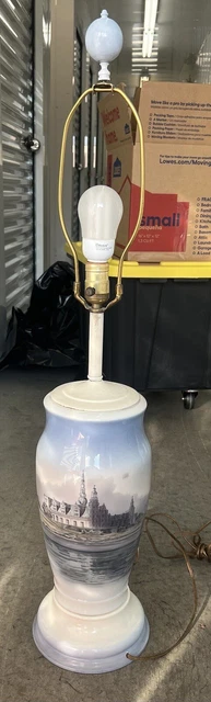 Royal Copenhagen large hand painted lamp palace