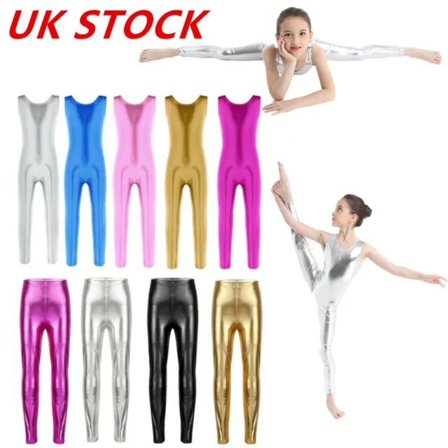 UK Girls Gymnastics Leotards Ballet Dance Training Jumpsuits Leggings Dancewear