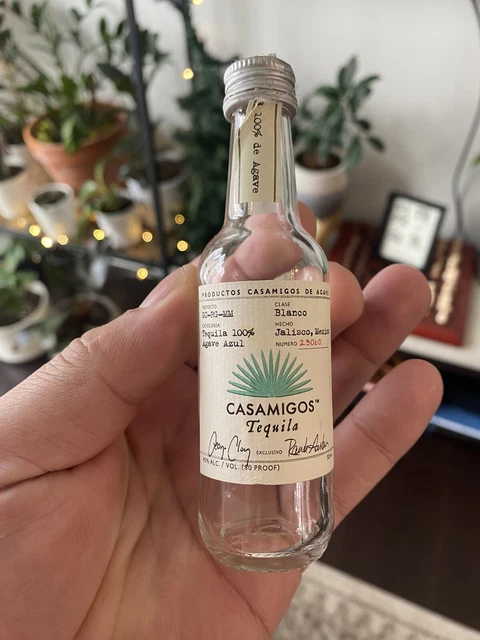 1 Empty Mini Casamigos Blanco  Tequila Bottle.