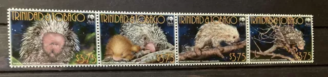 Trinidad&Tobago,porcupine WWF MNH S.C.#840(a-d)Comp strip of 4 as issued in 2008
