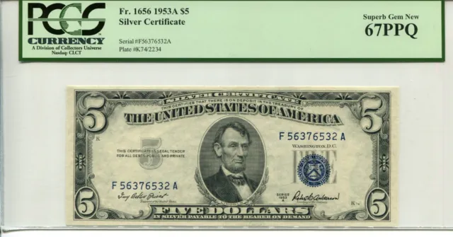 Fr 1656 1953A $5 Silver Certificate 67 Ppq Superb Gem New
