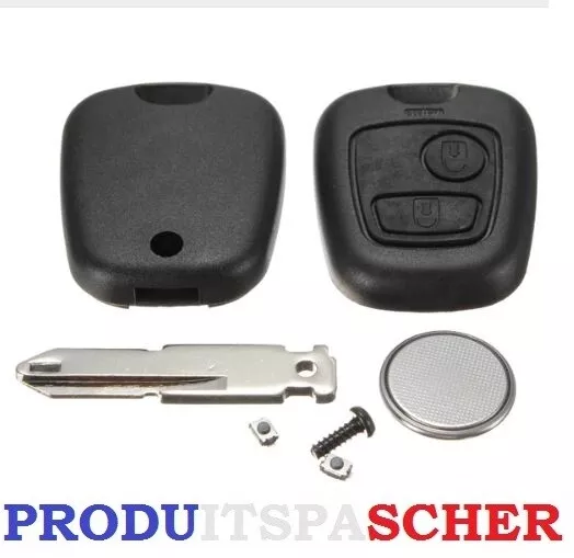 Clé cle clef cles peugeot 107 106 206 306 406 307 avec pile et switch plip coque