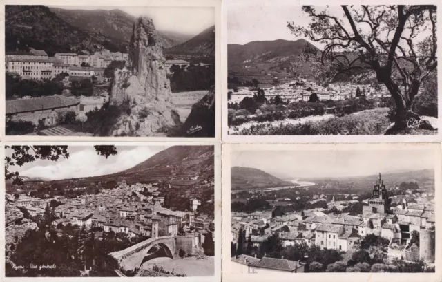 Lot de 4 cartes postales anciennes old postcards NYONS DRÔME semi-modernes