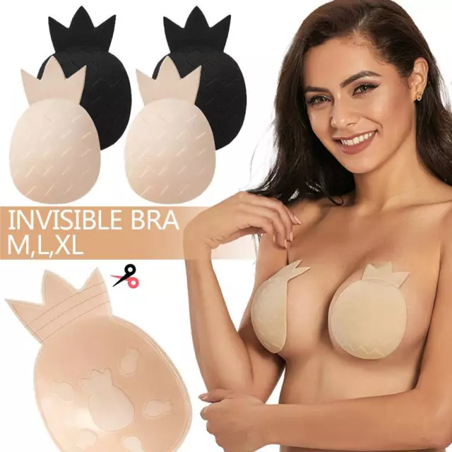 1 paio di reggiseno in silicone push up senza spalline pasties invisibili copertura lifting seno