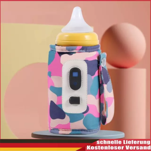 Pantalla de temperatura portátil portador térmico de leche USB para bebés (rosa camuflaje)