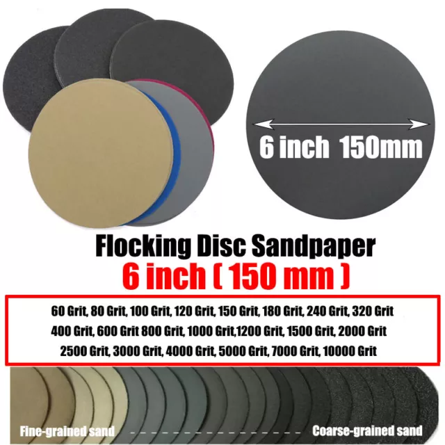 6" Inch 150mm Wet And Dry Sandpaper Grit 60#~10000# Hook&Loop Sanding Discs Pads