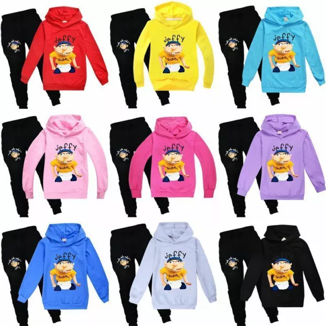 Jeffy Puppet Boys Girls Hooded Tops+Trousers Sweatshirt Hoodie Pants Tracksuit*+