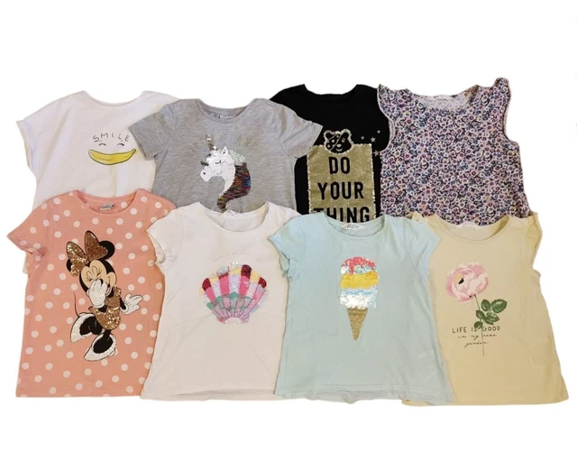 Pacchetto T-shirt a maniche corte bambina 7-8 anni top vestiti per bambini
