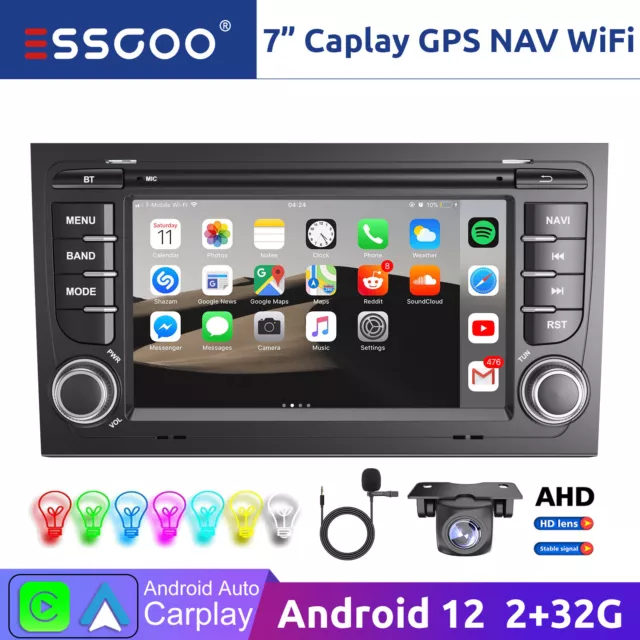 7" Carplay Für Audi A4 S4 RS4 B6 B7 SEAT EXEO Android 12 Autoradio GPS Navi RDS