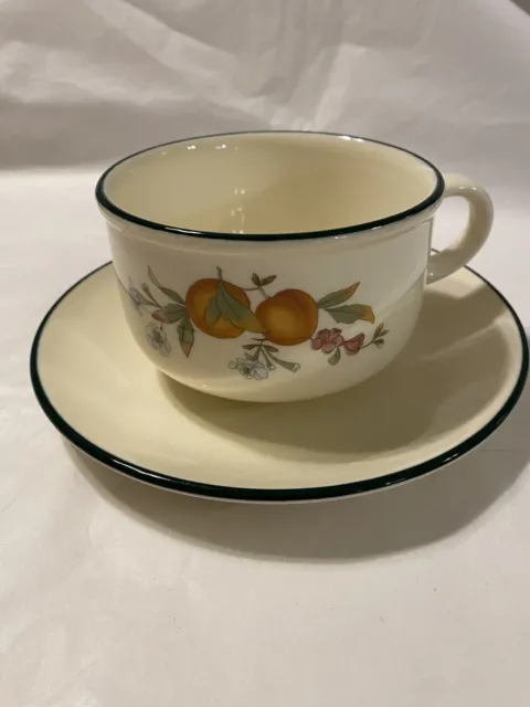 Peaches And Cream Cloverleaf Cup And Saucer Made In England Mug