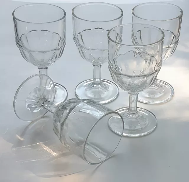 Antique EAPG Goblets Stem Glasses Set of 5 from 1880s Water Wine Pressed Glass