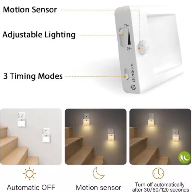 LED Nachtlicht Dimmbar mit Bewegungsmelder Steckdose Steckdosenlicht B7C1