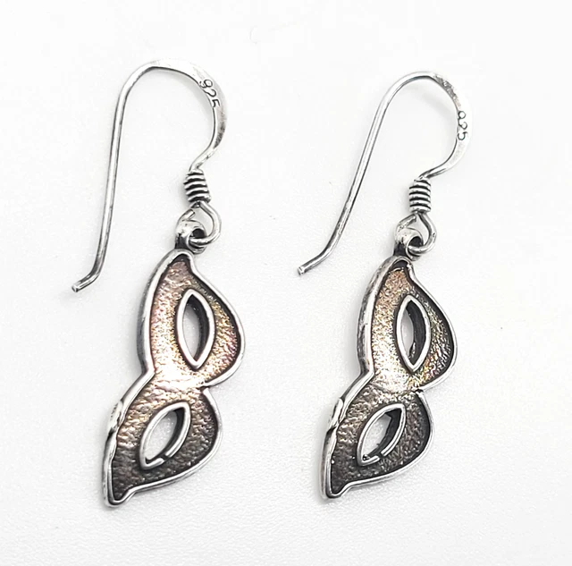 Masquerade mask Mardi Gras Phantom of the opera vintage sterling silver earrings