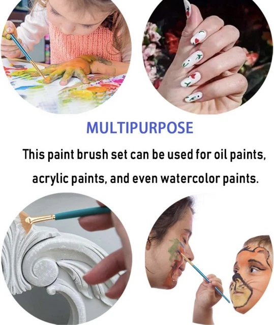 Set di 10 PENNELLI per PITTURA artistica Acrilica, Acquerello, ad Olio 4