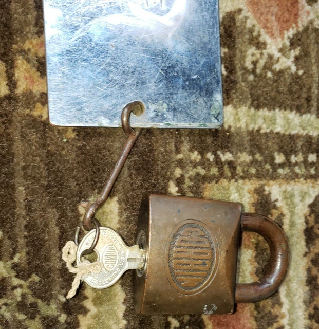 Vtg Mining Explosive Powder House Brass Key Tag Pad Lock Gold Mine 12