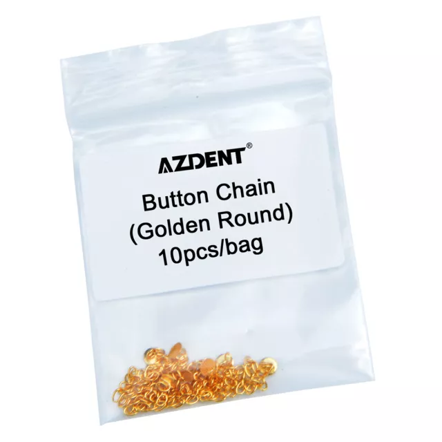 AZDENT Dental Orthodontic Traction Chain Gold Round Mesh Base Lingual Buttons 2