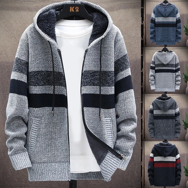 Mens  Warm Fleece Lined Hooded Hoodie Winter Zip Up Coat Jacket Sweatshirts