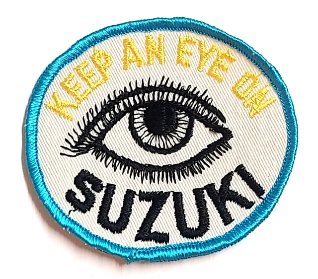 Vintage NOS Keep an Eye on SUZUKI Motorcycle Embroidered Sew-on Patch