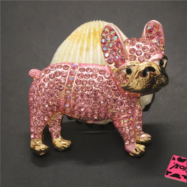 New Cute Pink Bulldog Rhinestone Animal Crystal Fashion Women Charm Brooch Pin