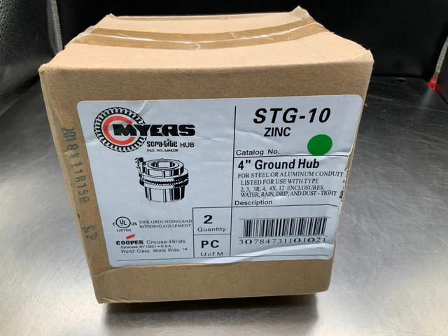 (2) Myers STG-10 Zinc Ground Hub 4"