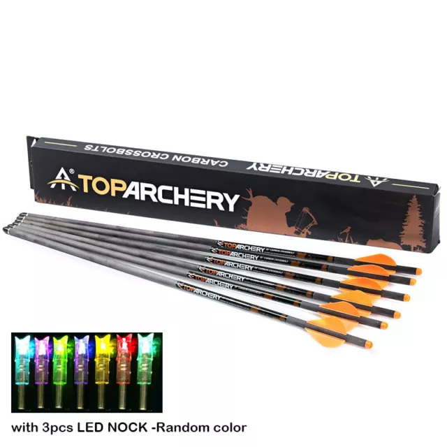 TOPARCHERY 20 in Crossbows Arrows 20" Crossbow Bolts .006 (6-Pack) + 3x LED NOCK