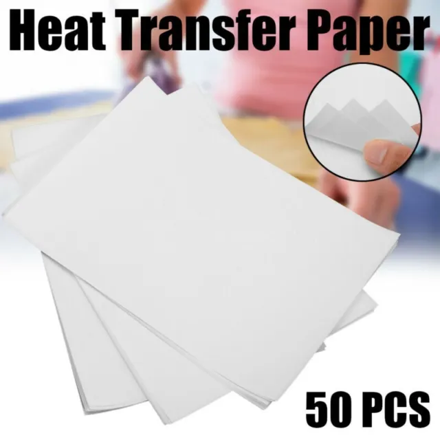 50pcs A4 Iron On Heat Transfer Paper Press Kit For Light T-shirt Inkjet Print