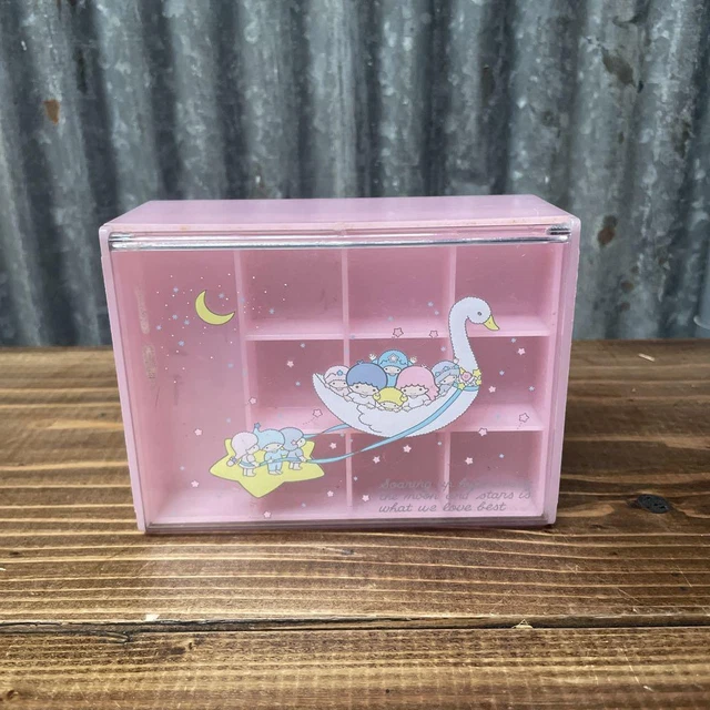 Sanrio Little Twin Stars plastic accessory case with lid vintage 5.2x13x9.2cm Sanrio Little Twin Stars plastic accessory case with lid vintage 5.2x13x9.2cm