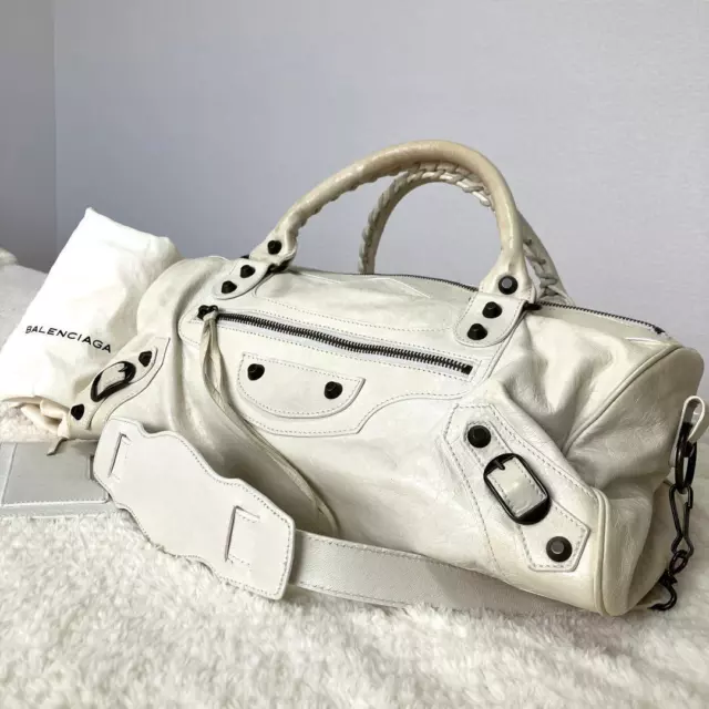 Balenciaga The Twiggy 2way Shoulder Bag Handbag Leather White Used