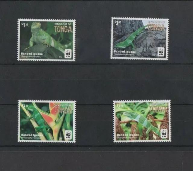 Tonga  2016 WWF Banded Iguana  4 v  set MNH per scan