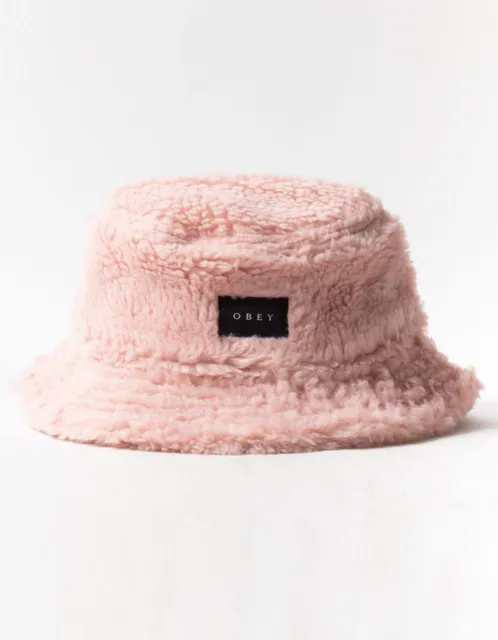 OBEY FAUX FUR Bucket Hat Sherpa Putty Pink OSFM NWT $26.99 - PicClick