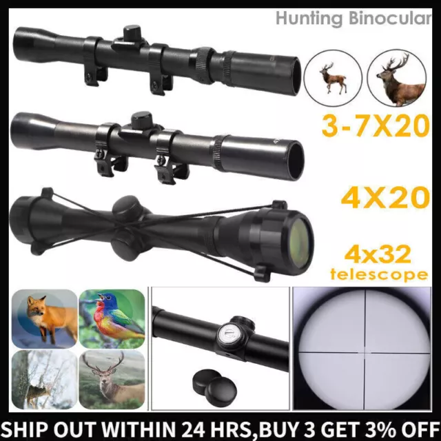 4X20 / 3-7X28 / 3-7X20 Tactical Rifle Scope Sport Hunting Optic Shooting Sight