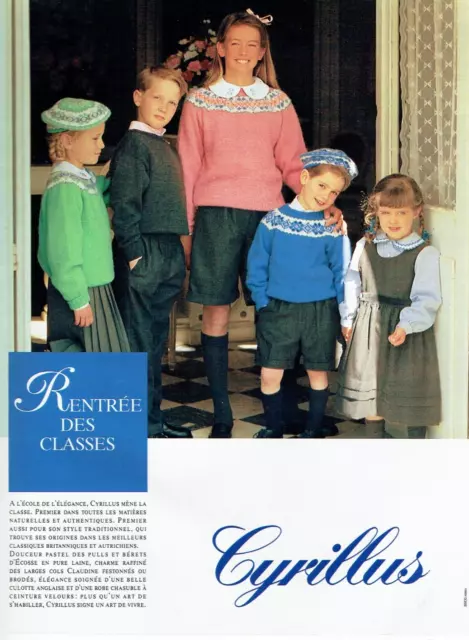 publicité Advertising  1122  1989   vetements enfants Cyrillus rentrée  classes