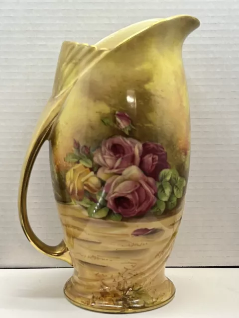 Beautiful ROYAL WINTON GRIMWADES ENGLAND Hand Painted Roses Jug / Pitcher Signed