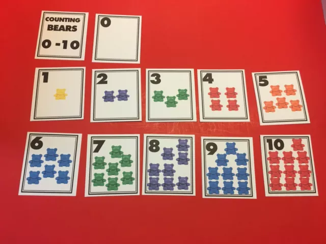 Counting Bears 0-10 Learning Cards- Laminated - Pre school Kindergarten