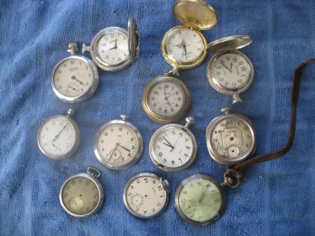 Vintage Pocket Watches  Elgin-Waltham-Tommy Ticker-Benrus-Ingersol-Others