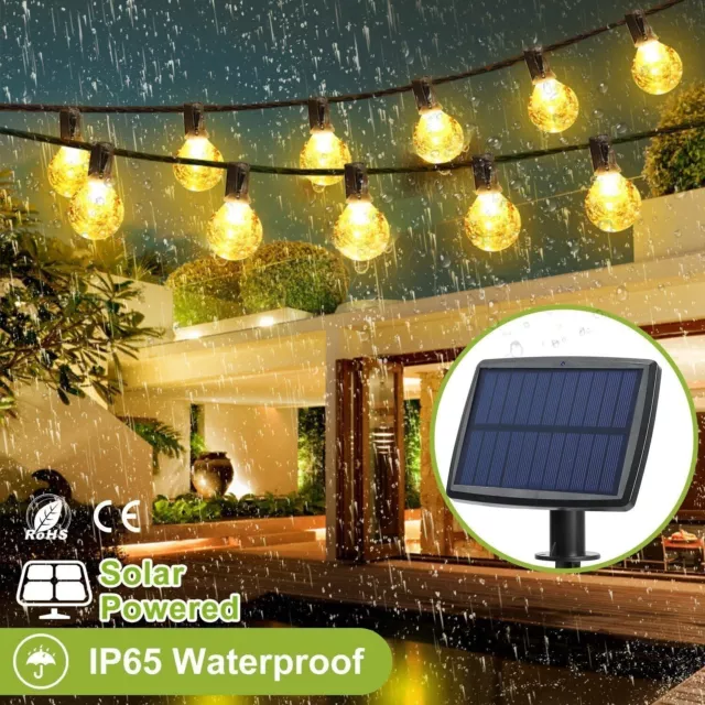 Solar lichterkette außen 12m 100LED glühbirne solarleuchte garten party warmweiß