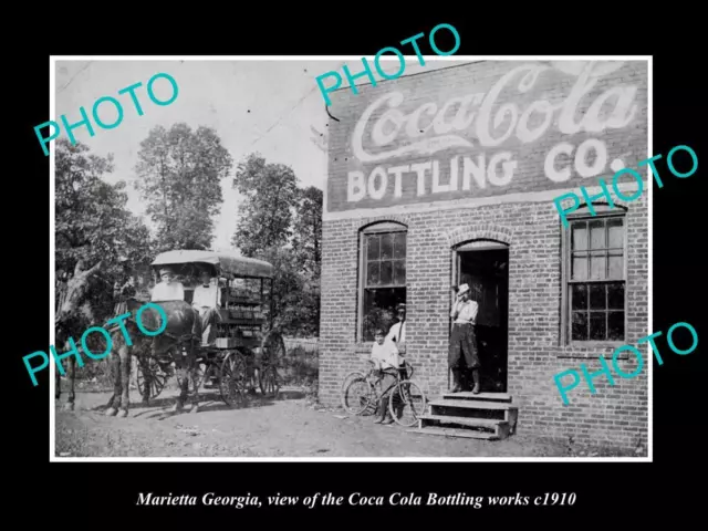 OLD LARGE HISTORIC PHOTO OF MARIETTA GEORGIA THE COCA COLA BOTTLING WORKS c1910