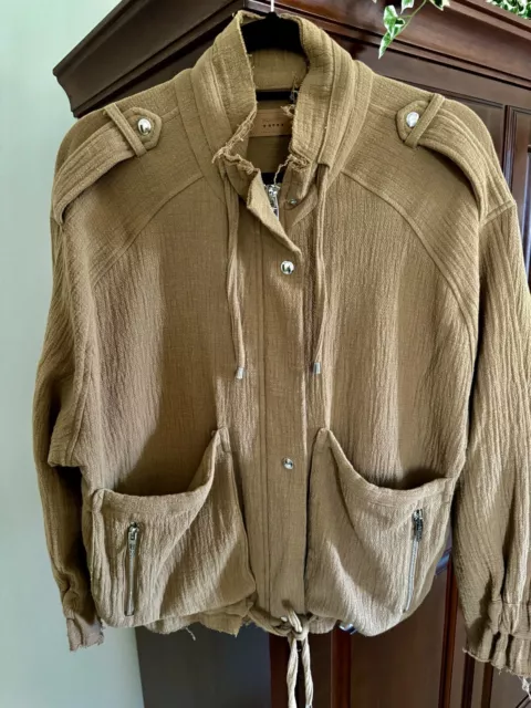 BlankNYC Women's Cotton Voile Gauze Jacket Tan - Size Small