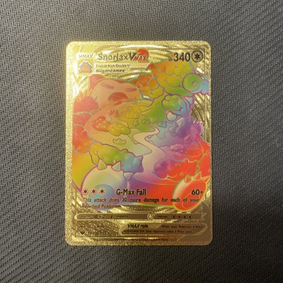 RAINBOW SNORLAX VMAX Pokemon Gold Foil Card Fan Art With Top loader £4. ...