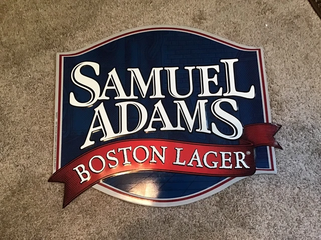 Samuel Adams Tin Tacker Beer Sign 15” X 13” Boston Lager Sam Adams Metal Ad 2009