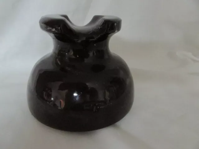 Vintage 5" Electrical Insulator, High Voltage Porcelain Deep Brown Threaded